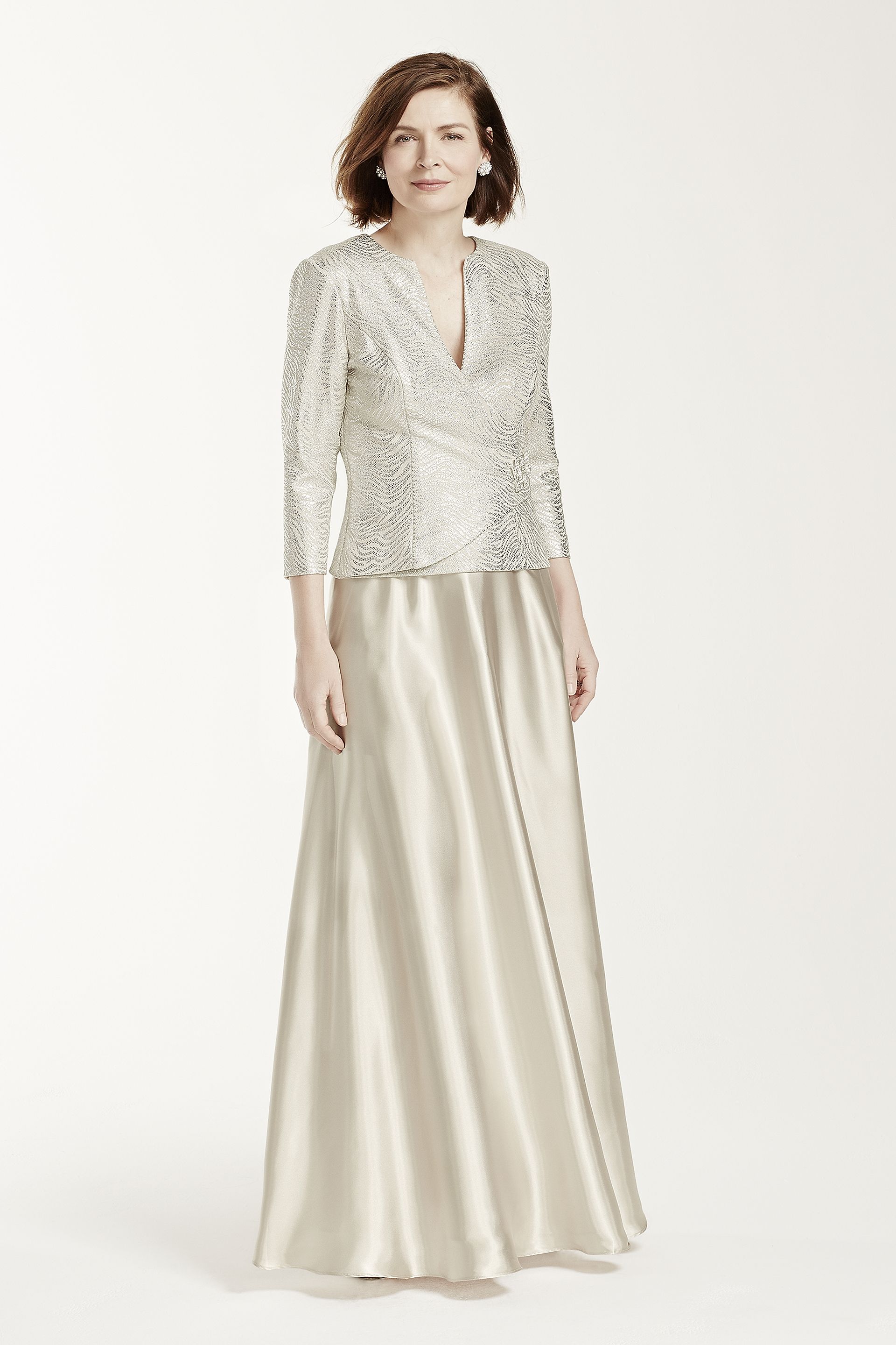 Picture of Long Mock Two Piece Dress with 3/4 Sleeve Jacket