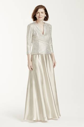 Picture of Long Mock Two Piece Dress with 3/4 Sleeve Jacket