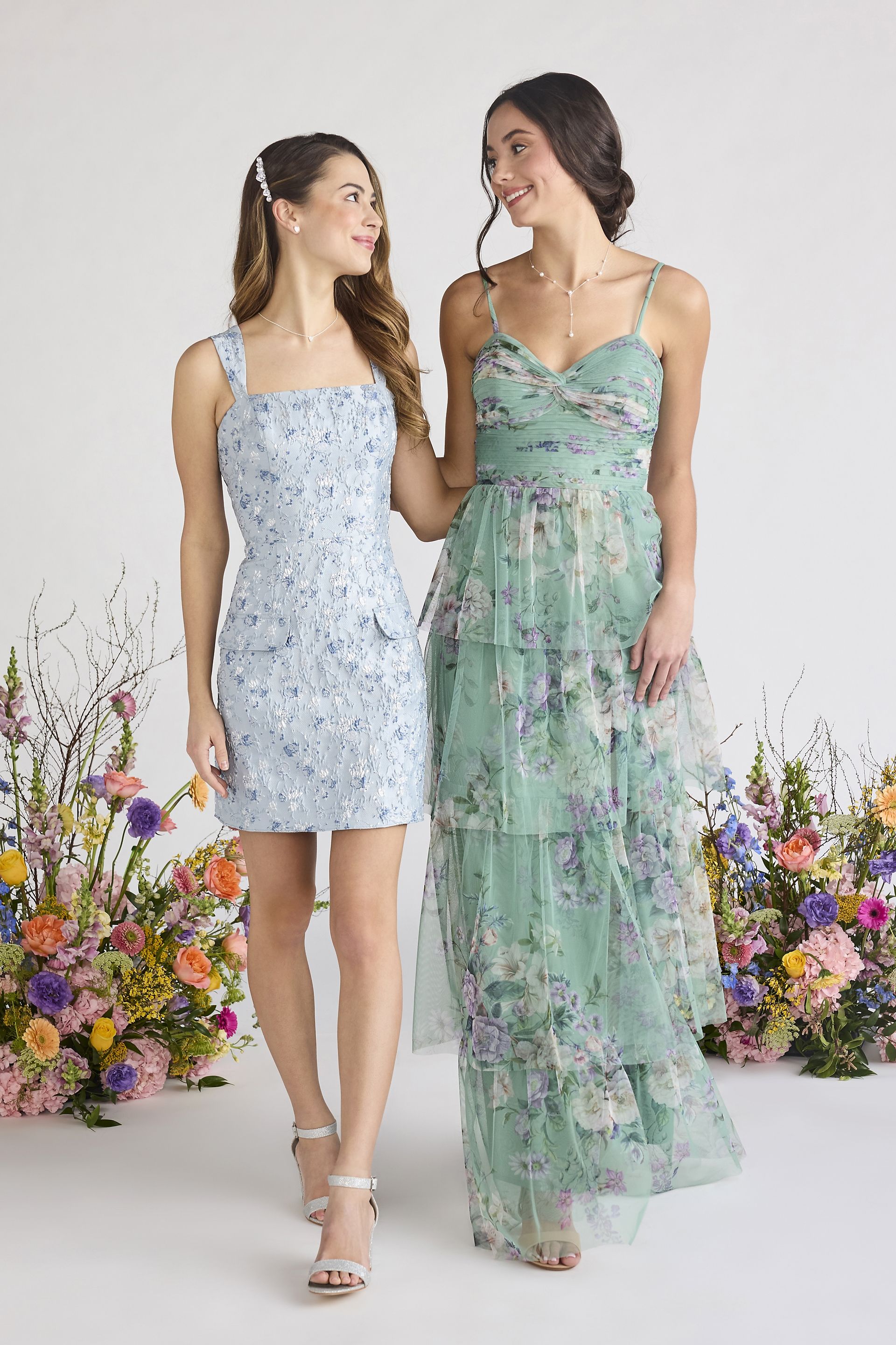 Picture of Floral Print Mesh Tiered A-Line Dress