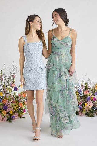 Picture of Floral Print Mesh Tiered A-Line Dress