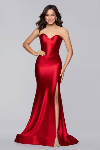 View Blondie Nites Sculpting Satin Corset Bodice Mermaid Dress in all available color and sizes Picture of Sculpting Satin Corset Bodice Mermaid Dress