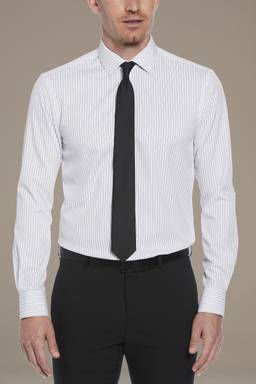 perry ellis white dress shirt Vintage Perry Ellis Portfolio White Shirt Mens 17.5 35 Tuxedo Pleated  French