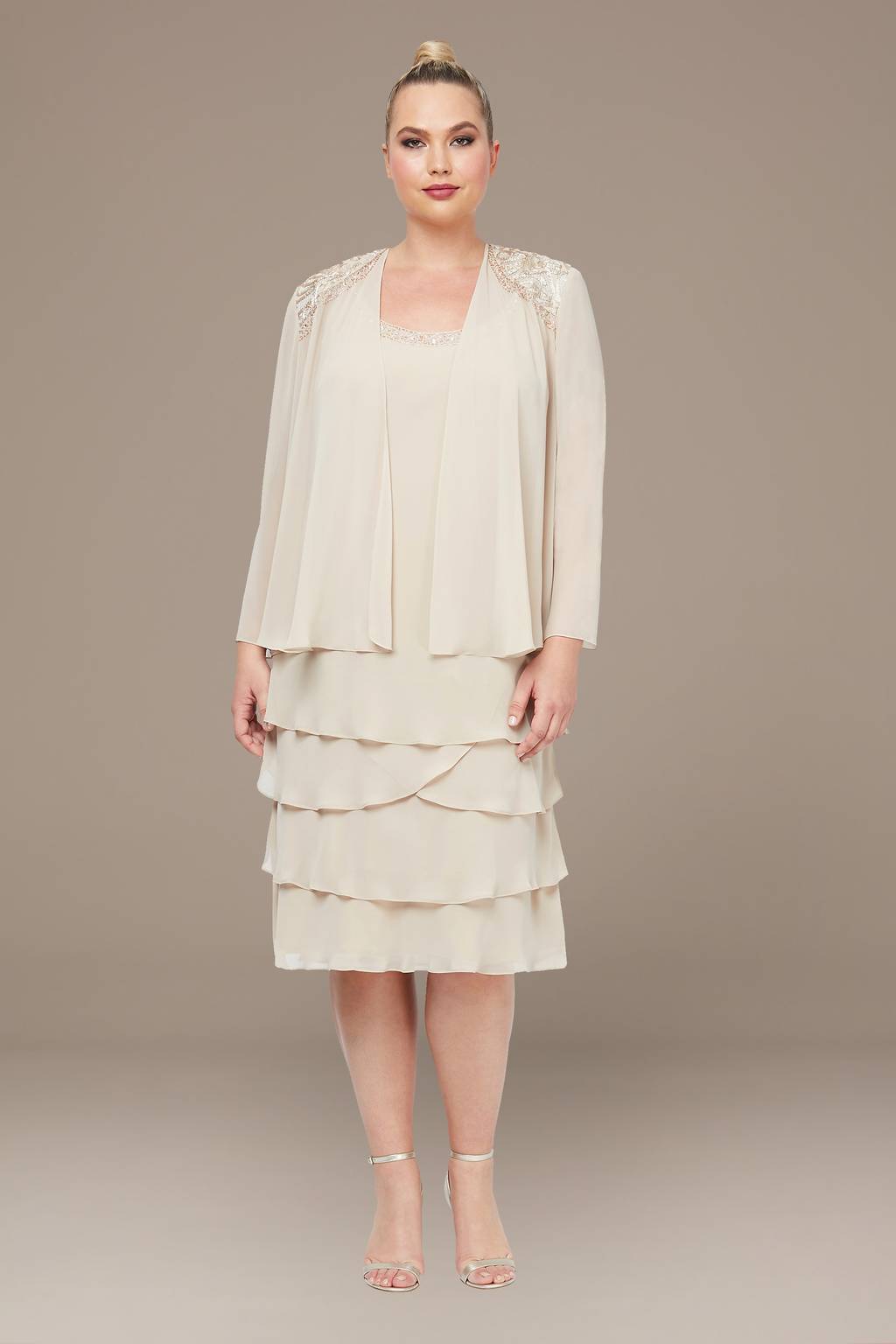 chiffon jacket dress plus size Plus Size Robbie Bee Chiffon Jacket Dress