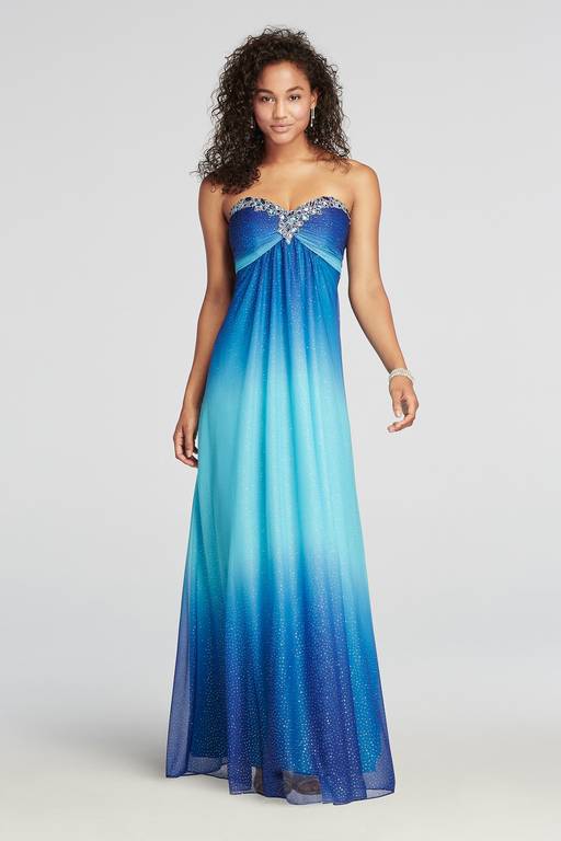 ombre prom dress A-line Dark Purple Tulle Evening Party Dresses Long Dresses Introducing the Rachel Allan 70860 Sherri Hill in aqua/navy ombr