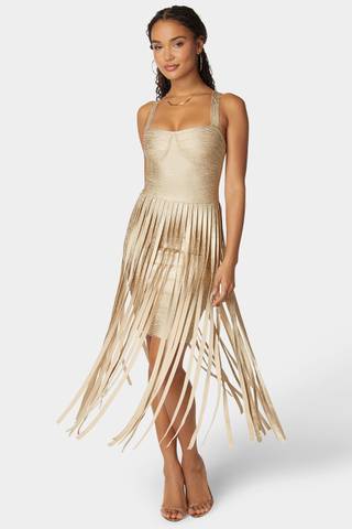 View Bebe Tank Bandage Fringe Skirt Dress in all available color and sizes Picture of Tank Bandage Fringe Skirt Dress