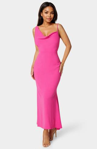 View Bebe Airflow Cowl Maxi Dress in all available color and sizes Picture of Airflow Cowl Maxi Dress