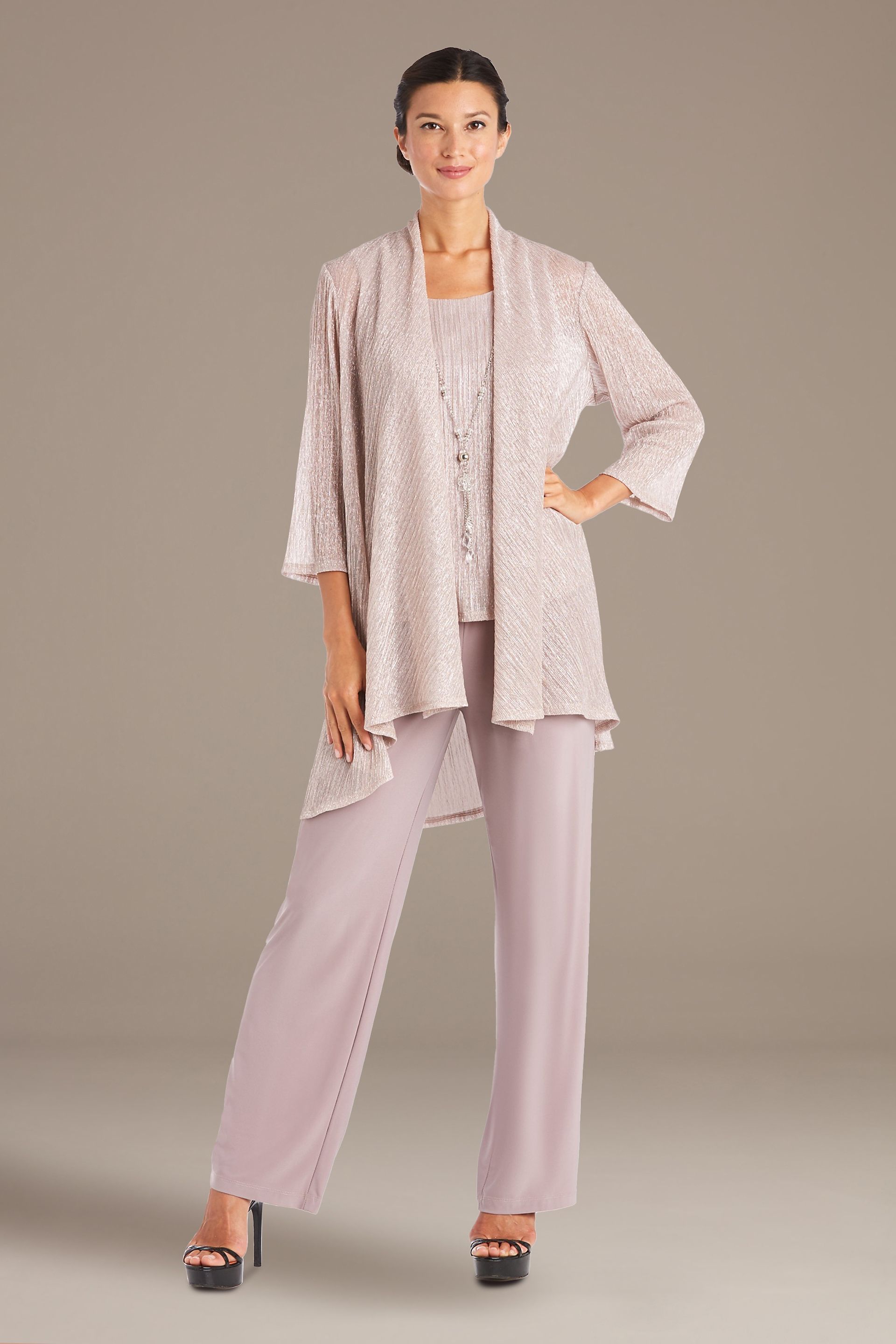 Picture of Metallic Crinkle Three-Piece Pantsuit