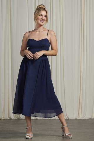 View City Triangles Crepe Corset Chiffon Tea-Length Dress in all available color and sizes Picture of Crepe Corset Chiffon Tea-Length Dress