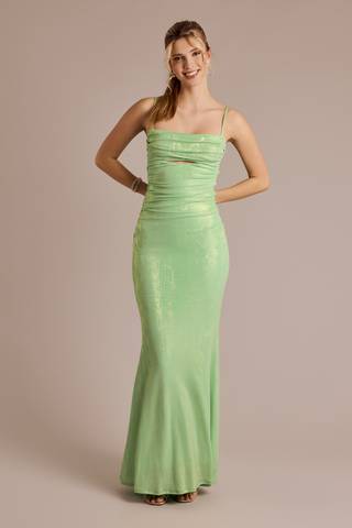 View City Triangles Metallic Draped Neckline Cutout Sheath Dress in all available color and sizes Picture of Metallic Draped Neckline Cutout Sheath Dress