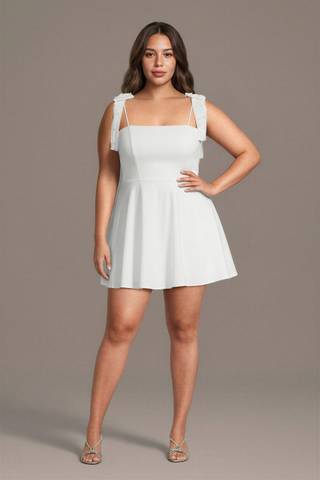 View City Triangles Stretch Crepe Mini Dress with Pearl Bow Sleeves in all available color and sizes Picture of Stretch Crepe Mini Dress with Pearl Bow Sleeves