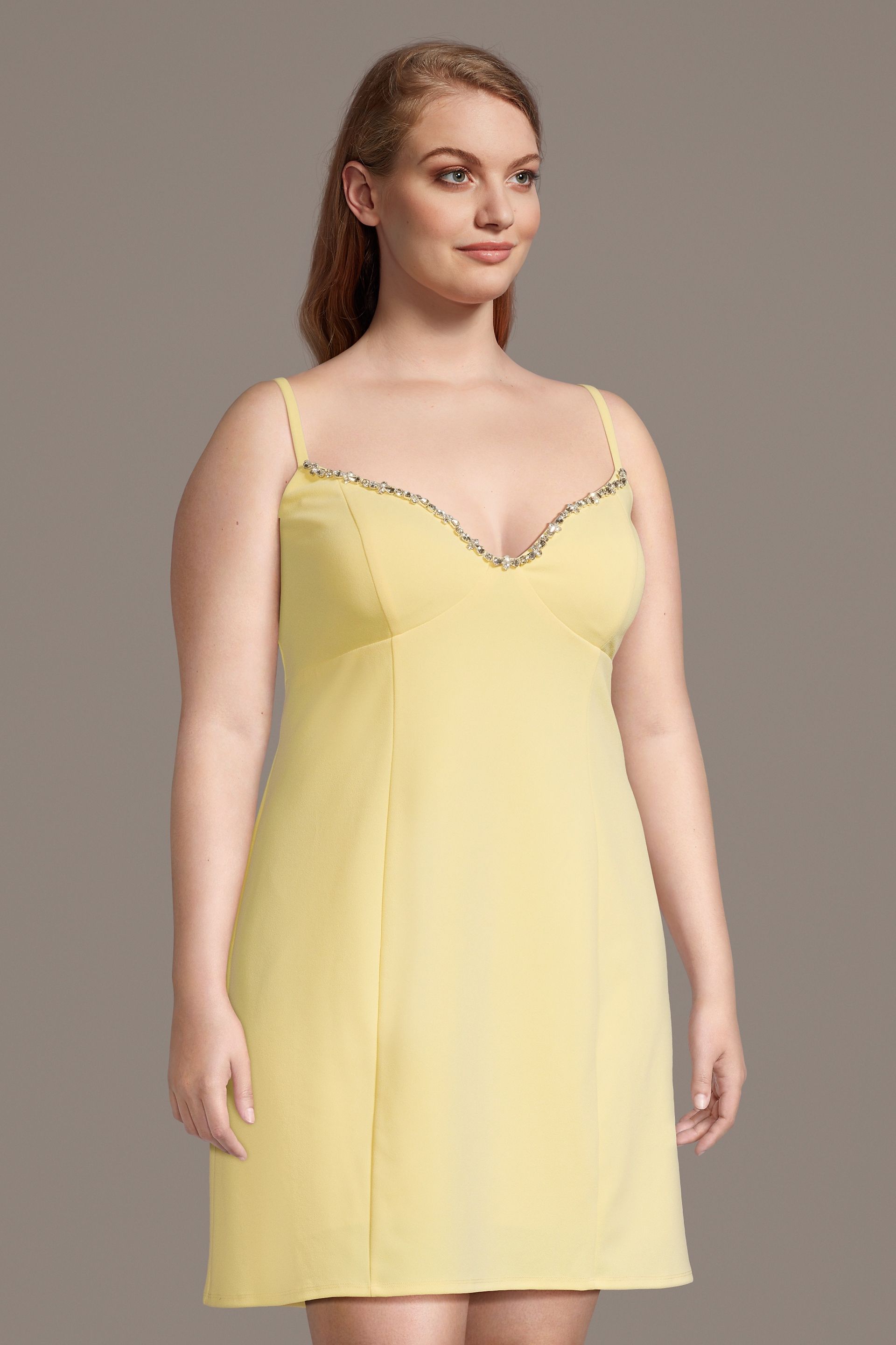 Picture of Crepe Mini Dress with Rhinestone Trim Neckline