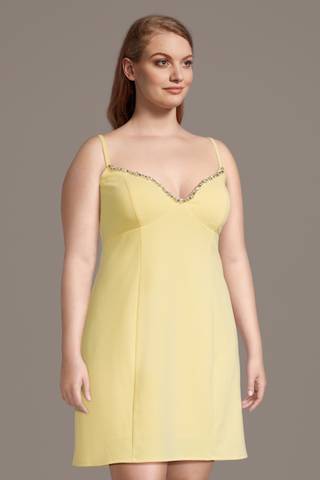 Picture of Crepe Mini Dress with Rhinestone Trim Neckline