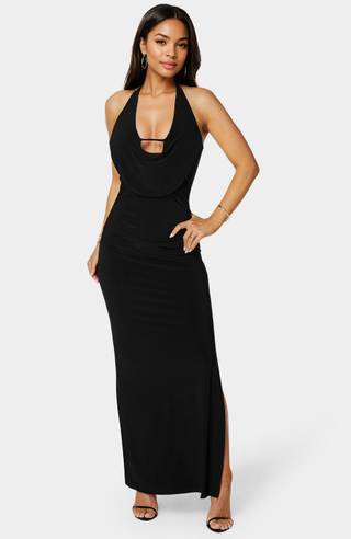 Picture of Plunge Neck Cowl Maxi Dress