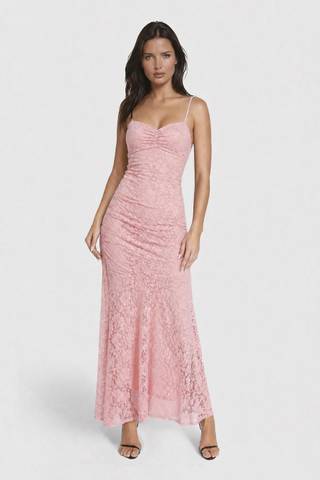 View Bebe Strapless Drop Waist Lace Midi Dress in all available color and sizes Picture of Strapless Drop Waist Lace Midi Dress