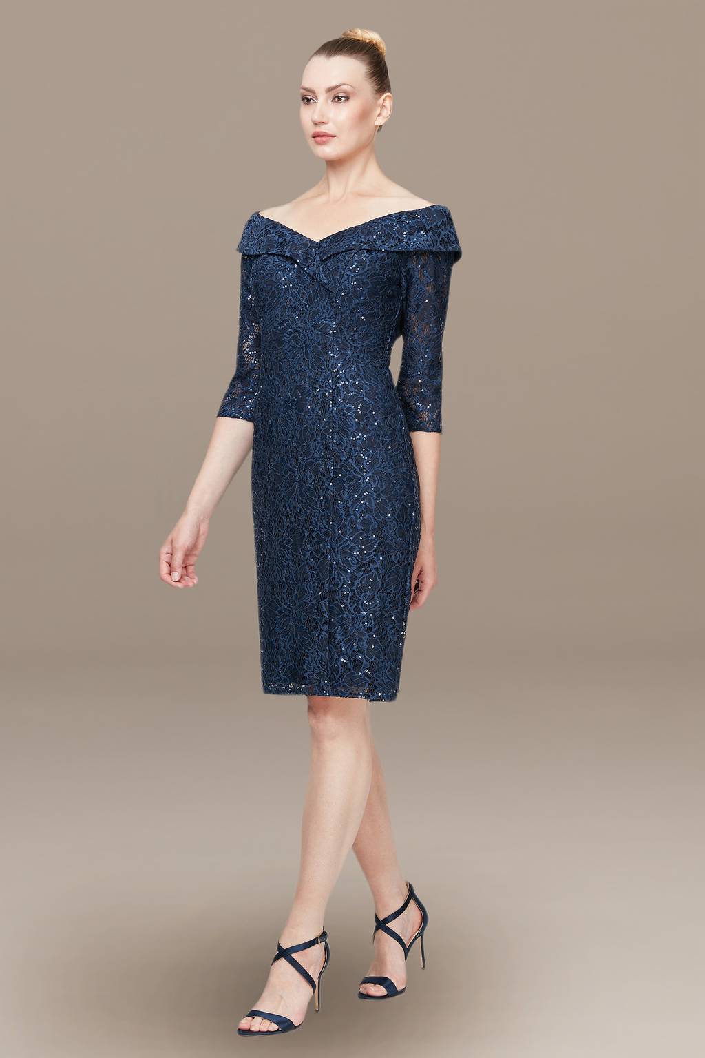 knee length sheath dress Anecdote U-Neckline Sage This exquisite mother of the bride dress is a true masterpiece Off-the-Shoulder Knee Length Sheath Dress