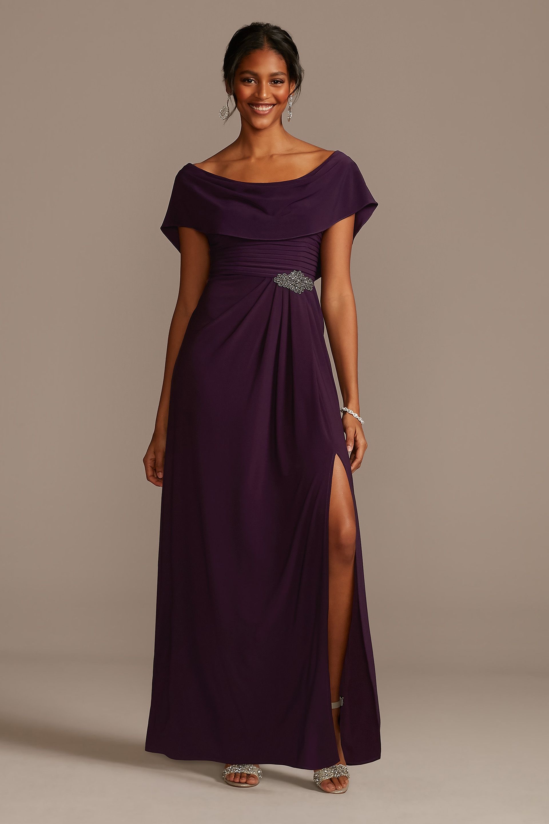 Picture of Pleated Matte Jersey Cowlneck Sheath Dress
