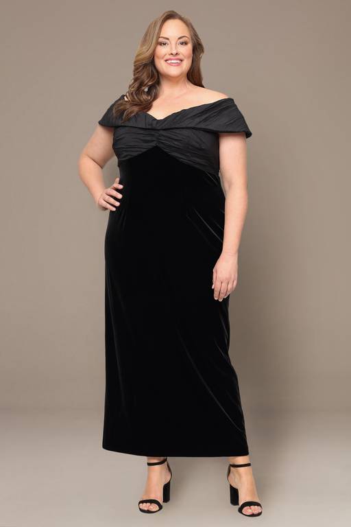 off the shoulder black velvet dress Prom Dresses Long Velvet Off Shoulder Bows Black Floor Length Formal Gowns