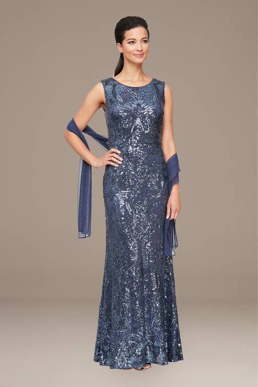 david's bridal silver sequin dress Beaded Sequin V-Neck Sheath Dress