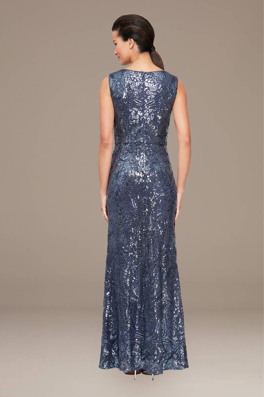 fit and flare sequin dress for women Women's Focus By Shani Fit & Flare V-Neck Sequin Dress, Size: 4, Navy