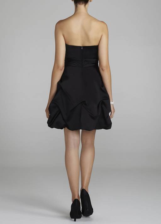 black dress pick up today Evening Dress Ball Gown Strapless Satin Fabric With Train Pick Up Skirt Social Party Dresses