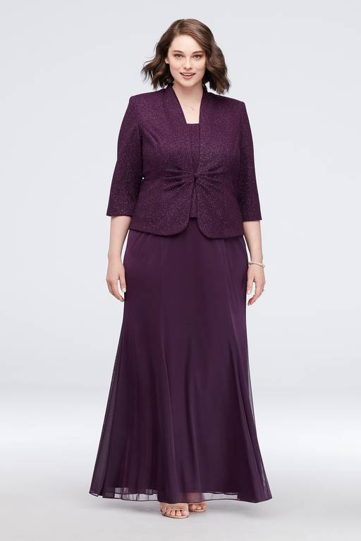 chiffon jacket dress plus size Plus
