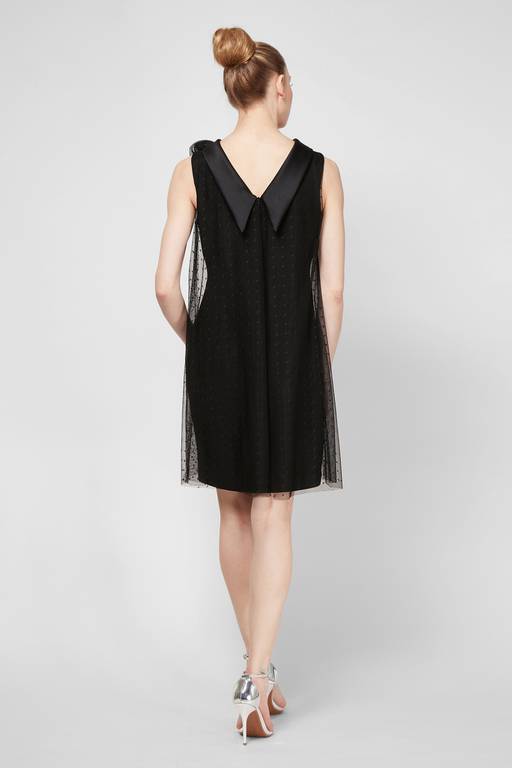 mesh collar dress Sheer Mesh High-Neck Elegant Maxi Dress Black / M