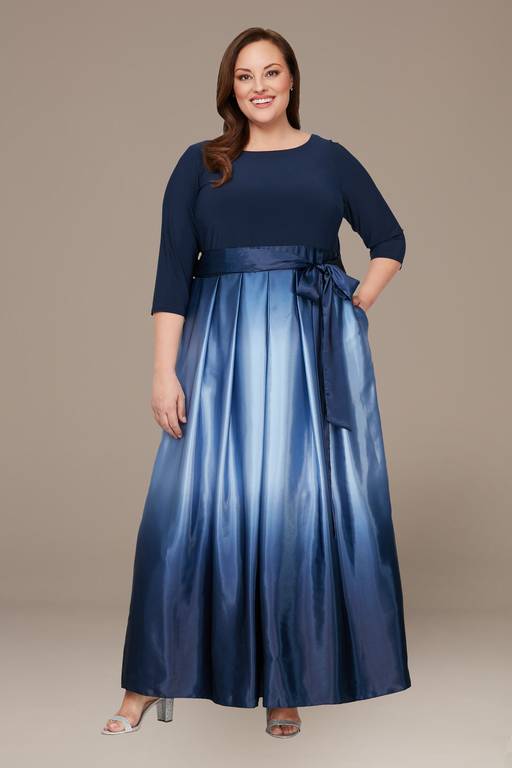 plus size ombre maxi dress Plus Size Floral Metallic Ombre Dress Formal R&M Richards 3596W
