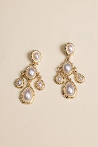 Picture of Ornate Pearl Drop Post Earrings
