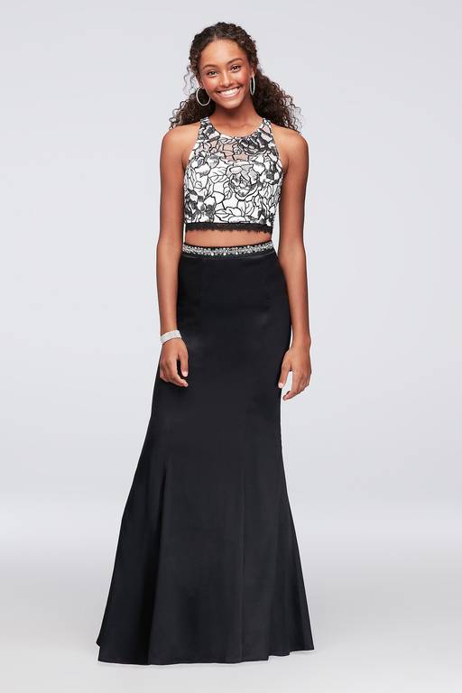two piece black sequin dress Feather Sequin Black Two Piece Set