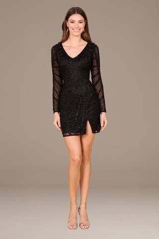 Picture of Lara Beaded Long Sleeve Short Dress