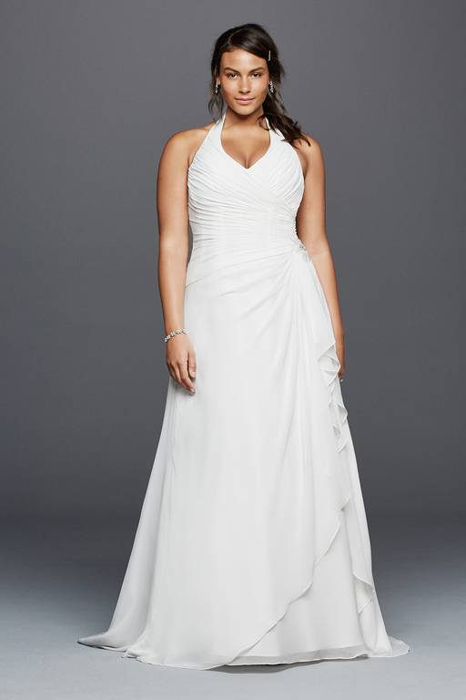 crinkle chiffon wedding dress Azazie 2026 A-Line Modern Champagne Elegant Wedding Dress Pleated Tea-Length Crinkle Chiffon V-Neck With Pads