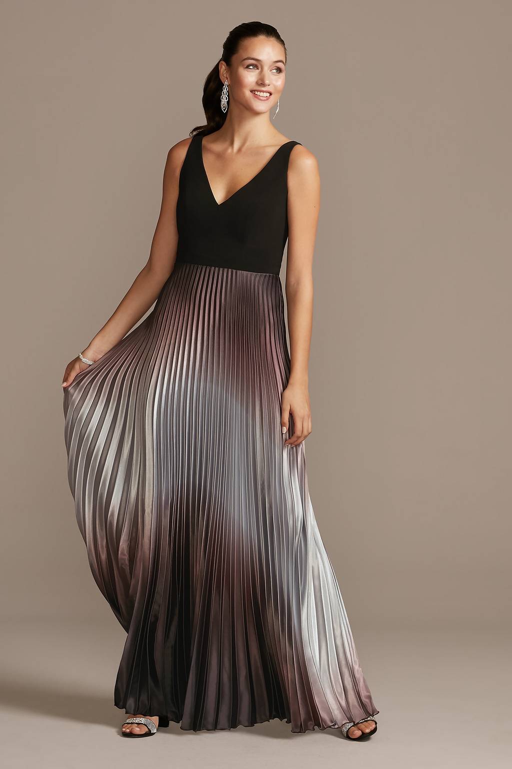 ariya ombre satin pleated dress SUNSET PLEATED OMBRE MAXI DRESS  AKIRA