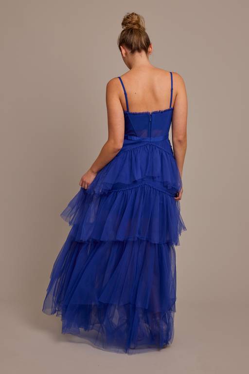 sheer mesh corset tiered a line dress Poly USA 9410