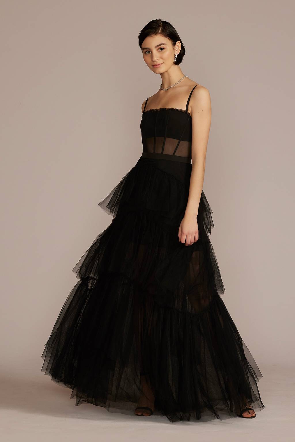 mesh corset prom dress GLS GL3693 Corset Beaded Fitted Long Formal Prom Dress
