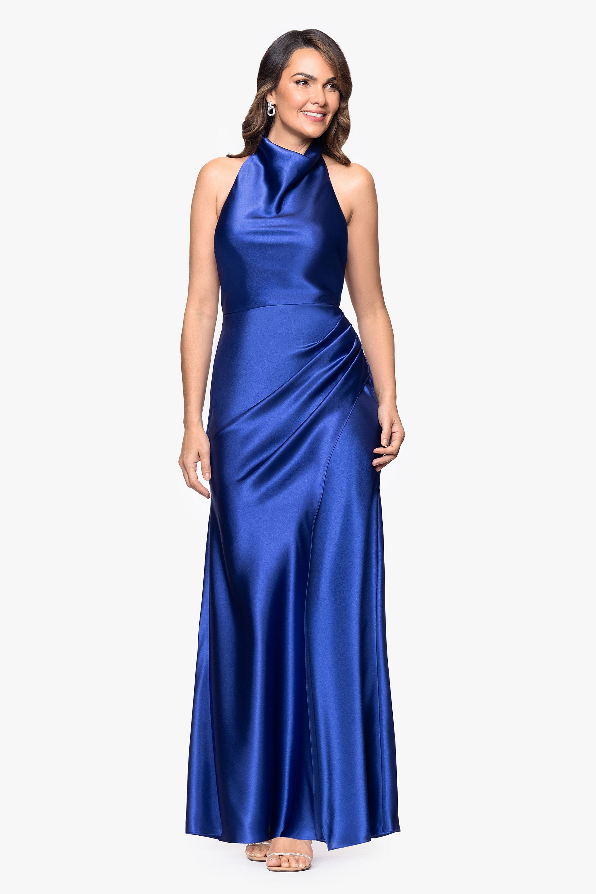Picture of High Neck Charmeuse Halter Sheath Dress