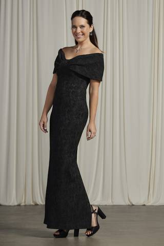 Picture of Off-the-Shoulder Jacquard Stretch Lace Gown