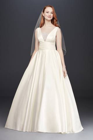 Picture of Satin Cummerbund Ball Gown Wedding Dress