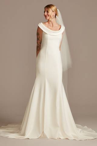 Picture of Crepe Off-the-Shoulder Mermaid Dress