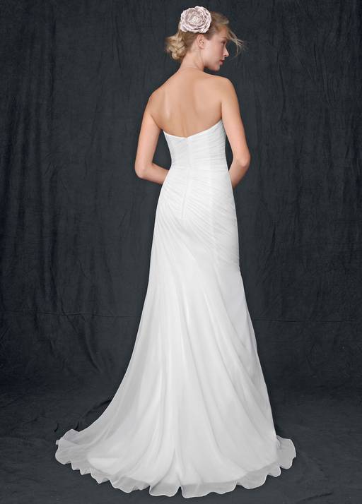 crinkle chiffon wedding dress Willowby 52352 Europa Removable Strap Crinkle Crepe Wedding Dress