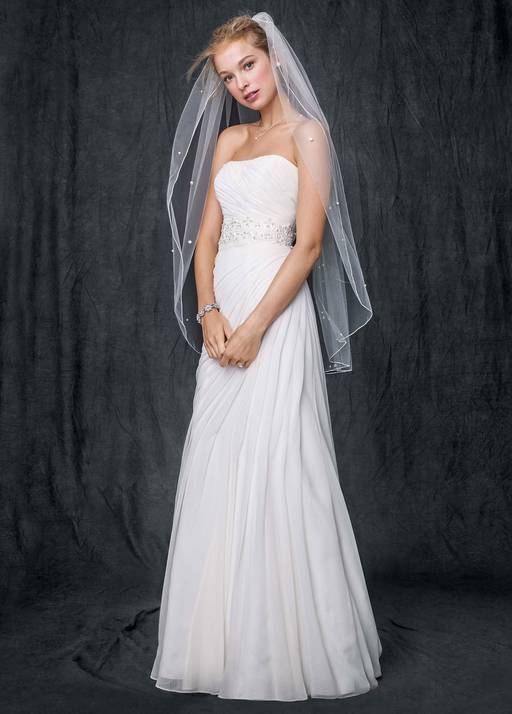 crinkle chiffon wedding dress with draping Romantic Off-the-Shoulder Chiffon A-Line Wedding Dress