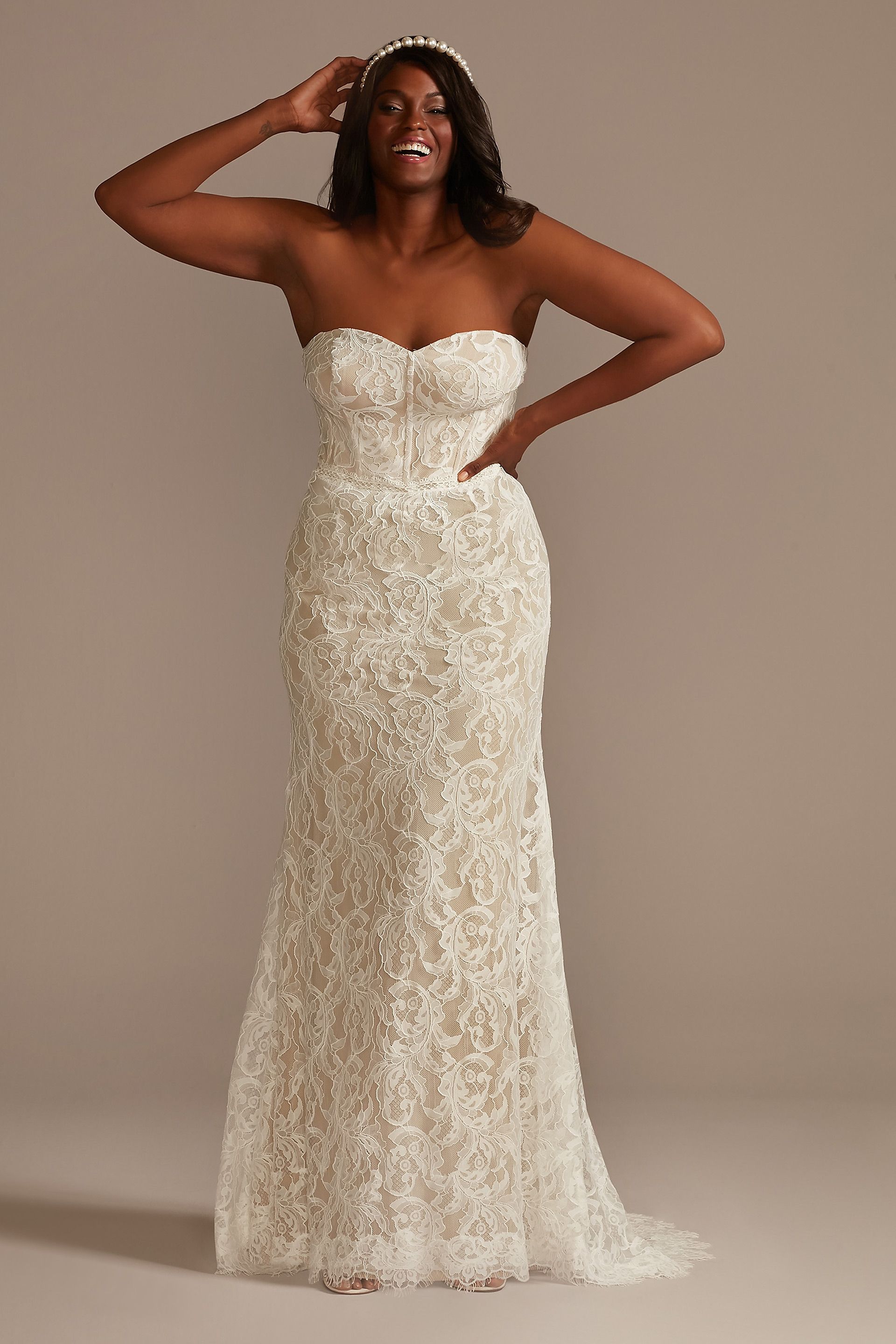 Detachable Sleeves Lace Sheath Wedding Dress | David's Bridal