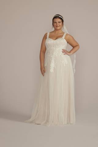 Picture of Beaded Floral Bodice Plus Size Wedding Dress