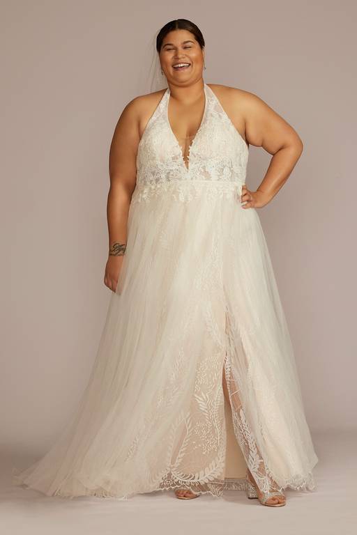 david's bridal a line lace wedding dress David's Bridal Strapless Lace A-Line Wedding Dress