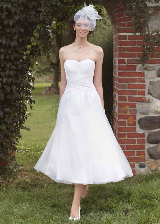 david's bridal strapless chiffon dress with layered skirt David's Bridal Strapless Chiffon Dress with Layered Skirt - Coral Reef -  Size 2