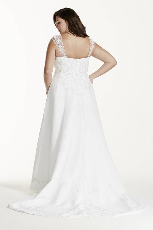 a line chiffon split front overlay wedding dress A Line Chiffon Split Front Overlay Wedding Dress Chiffon A-Line David's Bridal Cap Sleeve Wedding