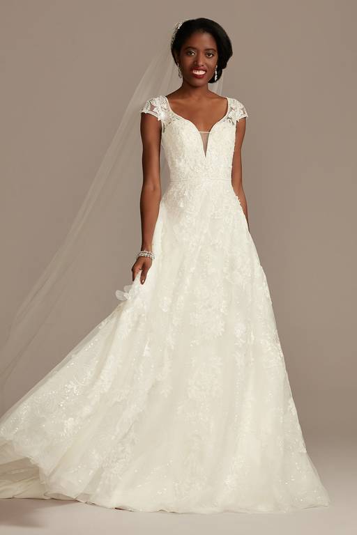 cap sleeve ivory dress Ivory Lace Cap Sleeve Beaded A-line Vintage Wedding Dress