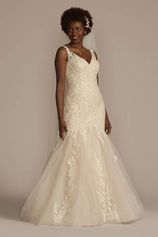 Picture of Multi-Lace Tank V-Neck Mermaid Wedding Dress
