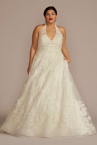 Picture of Halter Beaded Lace Ball Gown Wedding Dress