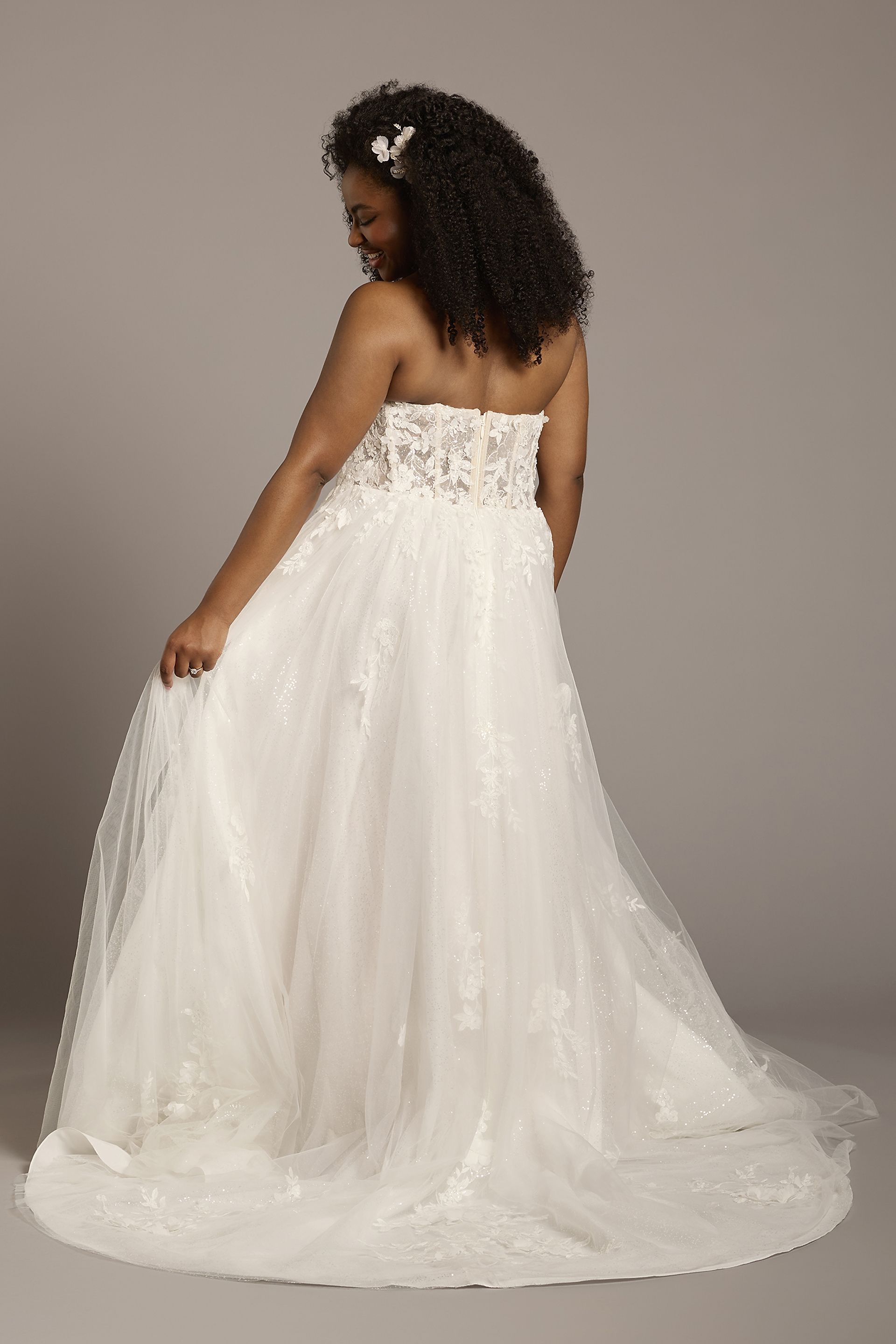 As is Tulle Lace Applique Ball Gown Puff Sleeve