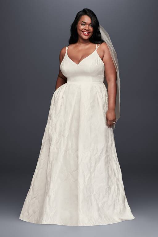 floral jacquard a-line wedding dress Floral Jacquard A-Line Wedding Dress| Kleinfeld Bridal